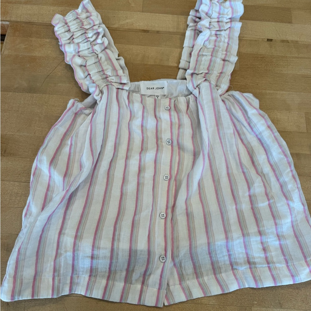 Dear John Striped Tank Top - Pink and White